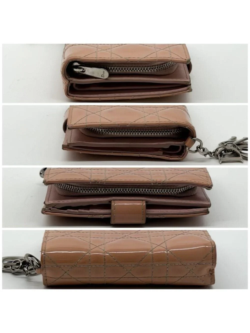 Dior Lady Dior Cannage Lotus Wallet Patent Pink